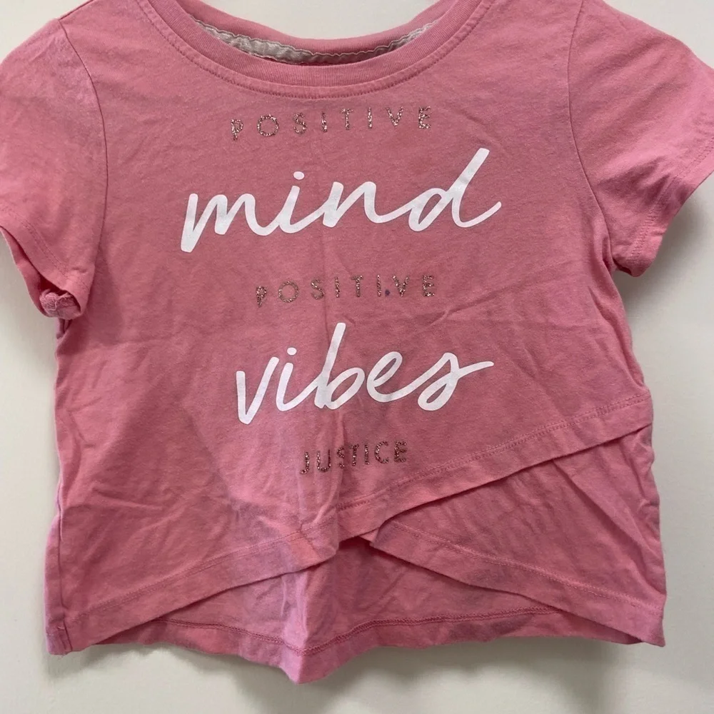 Girls small Justice pink shirt w inspirational saying